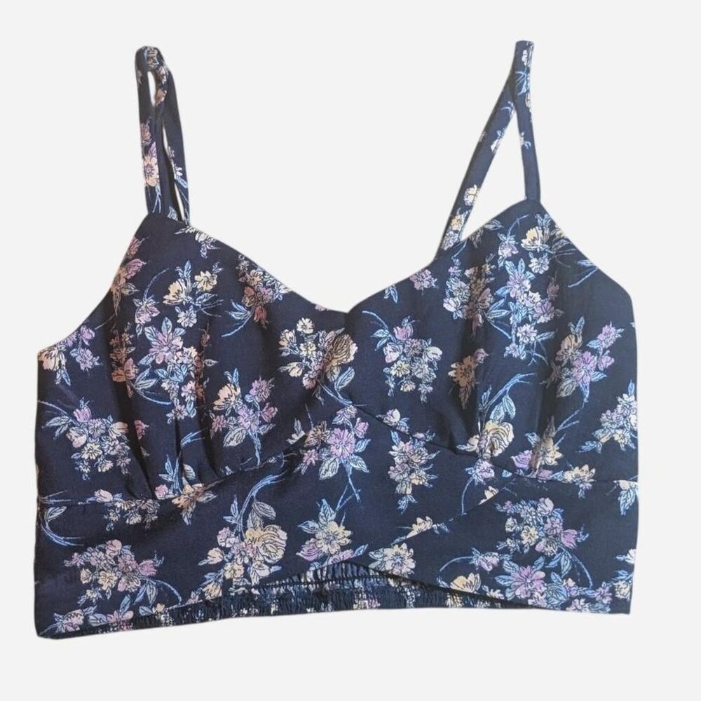 Navy Blue Floral Crop Top size XS
